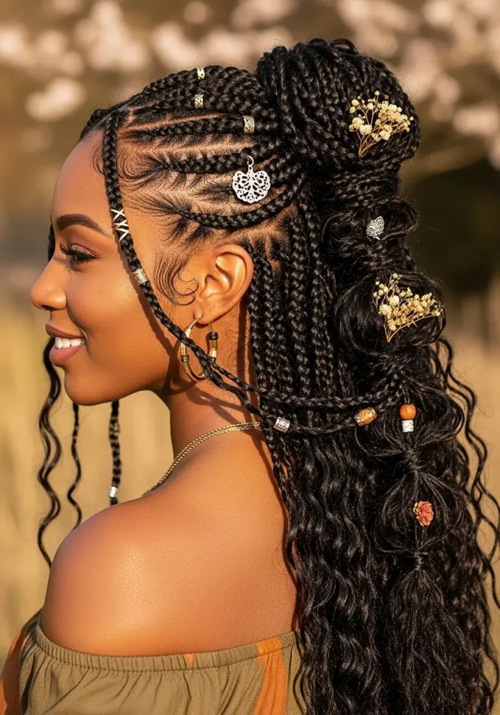 Half Up Half Down Boho Braids