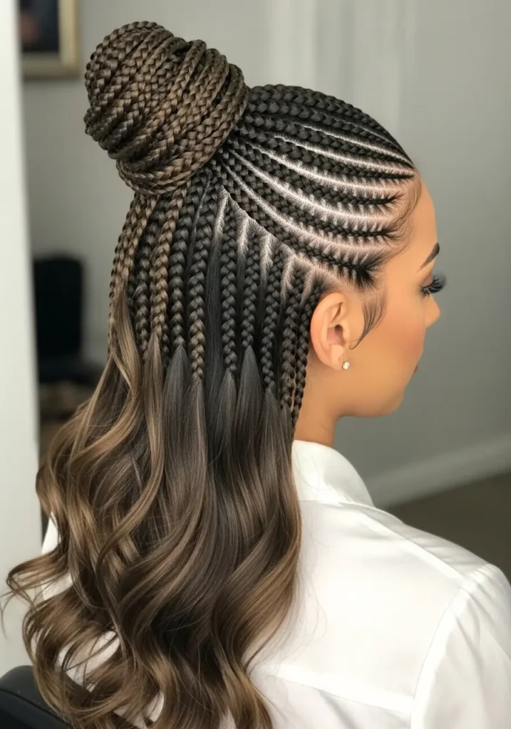 Half Up Half Down Cornrows