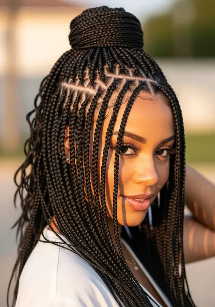 Half Up Half Down Micro Braids