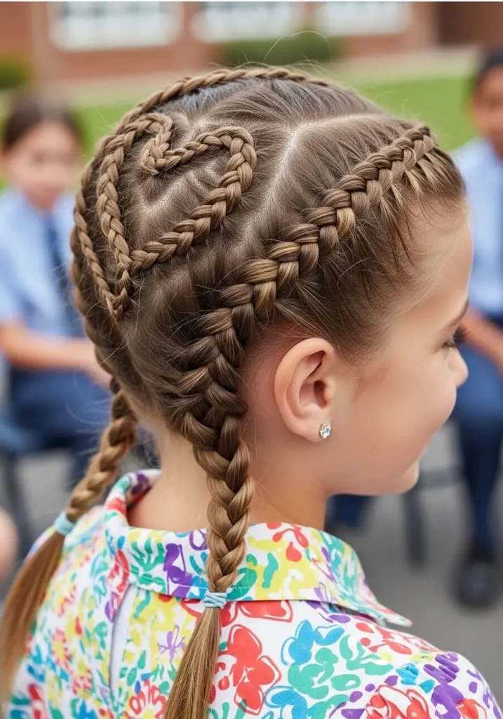 Heart Braids for School Days