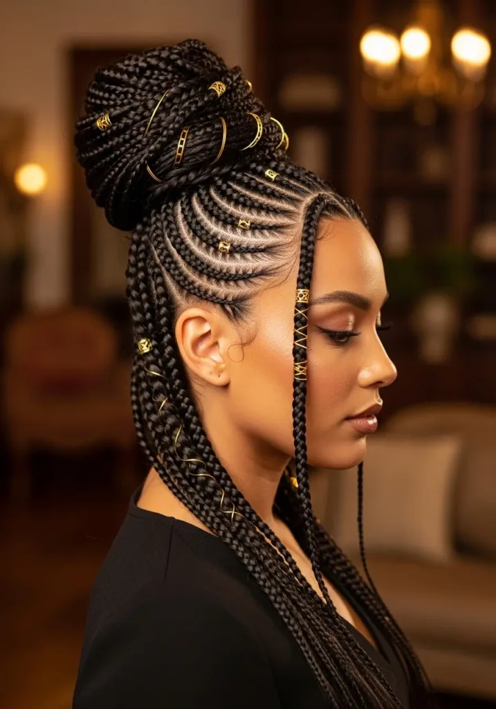 High Bun Goddess Braids