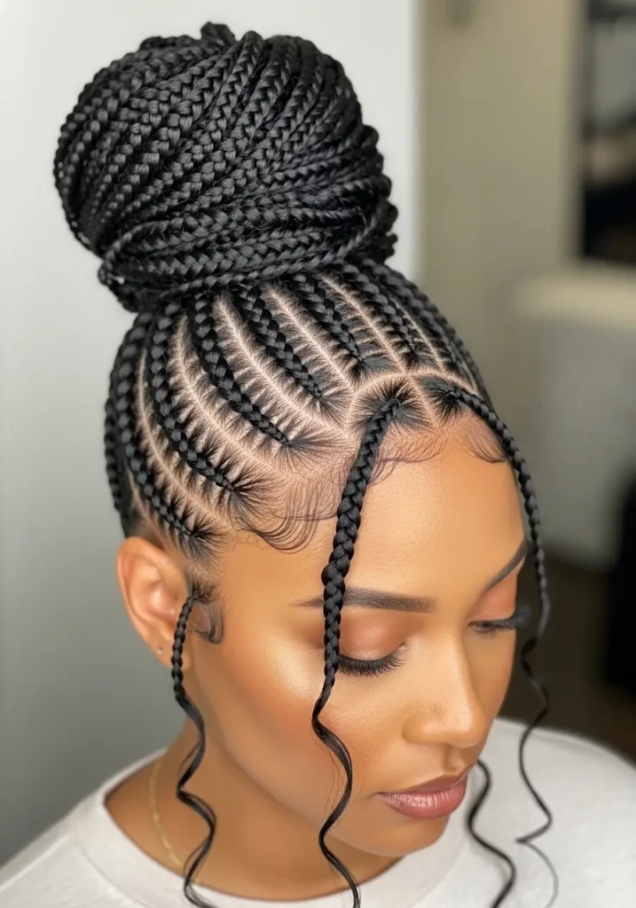 High Bun Micro Braids