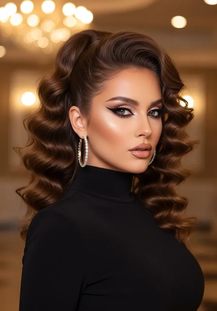 High Curly Ponytail Glam