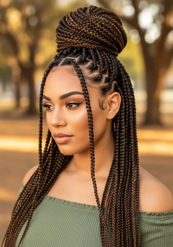 Jumbo Feed In Braids Look
