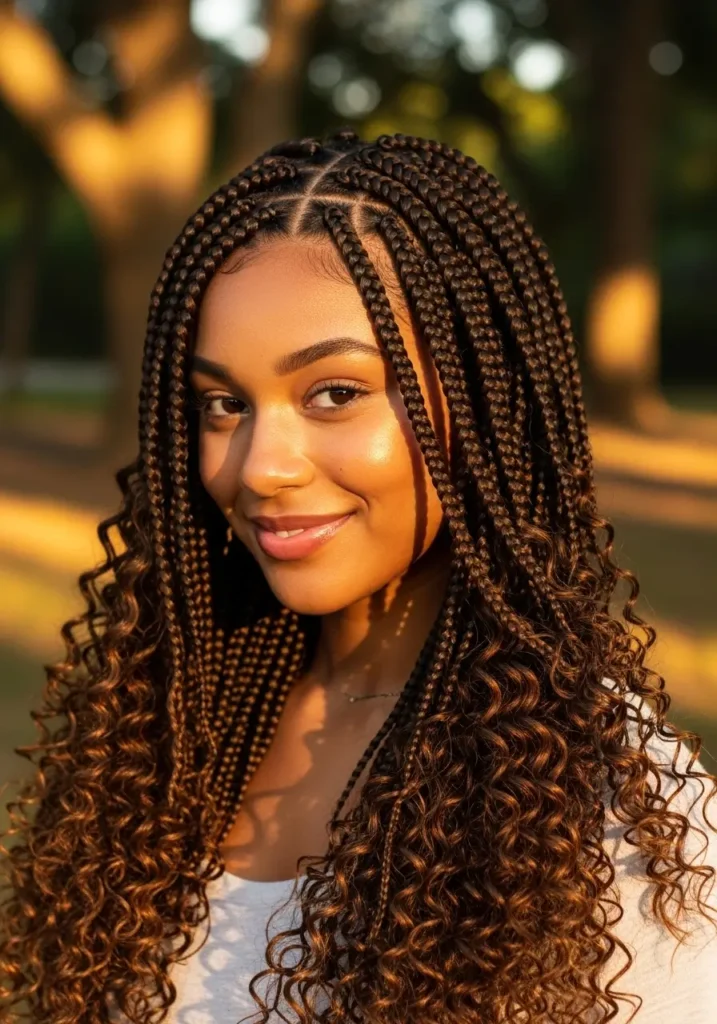 Knotless Braids with Curly Ends