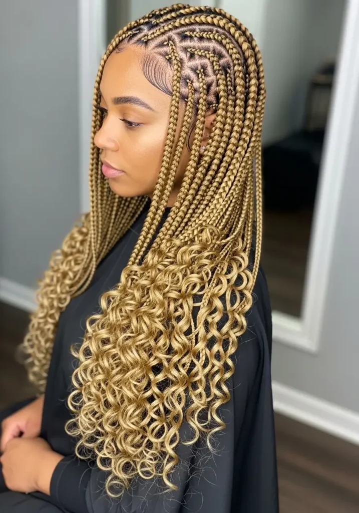 Lemonade Braids with Curled Ends