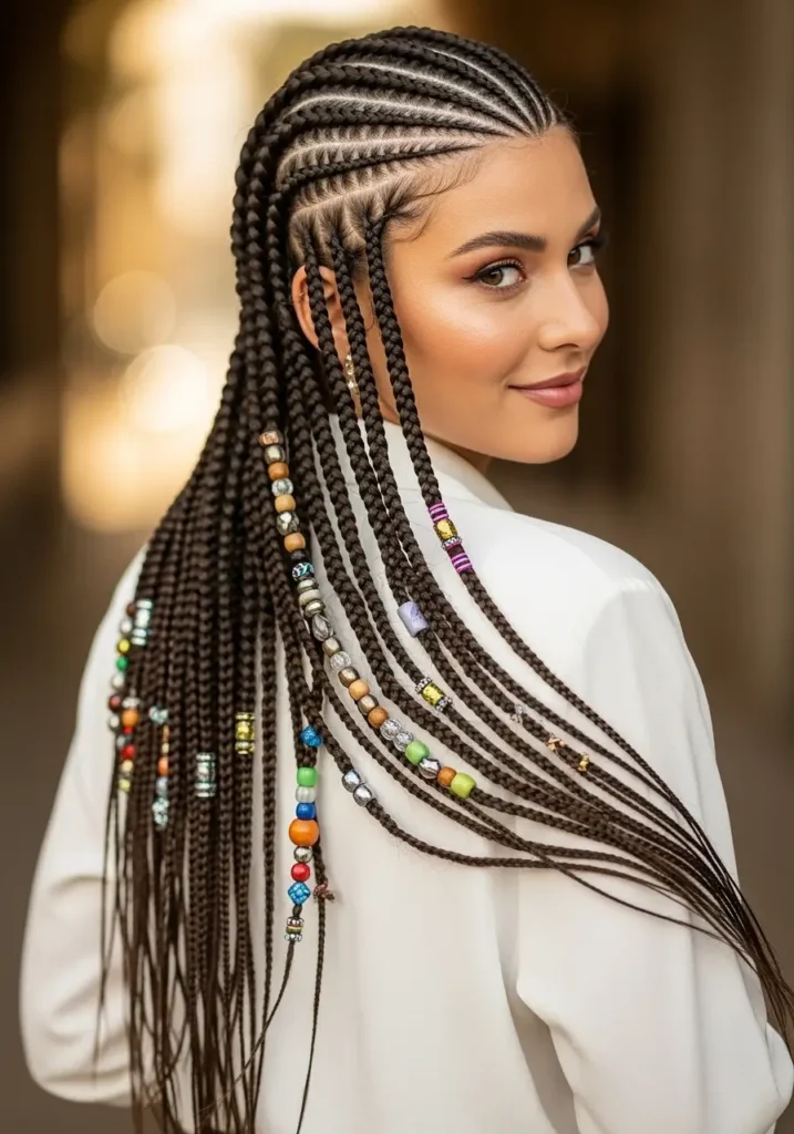 Long Feed-In Braids with Beads