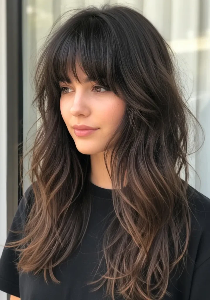 Long Hair with Choppy Bangs and Texture