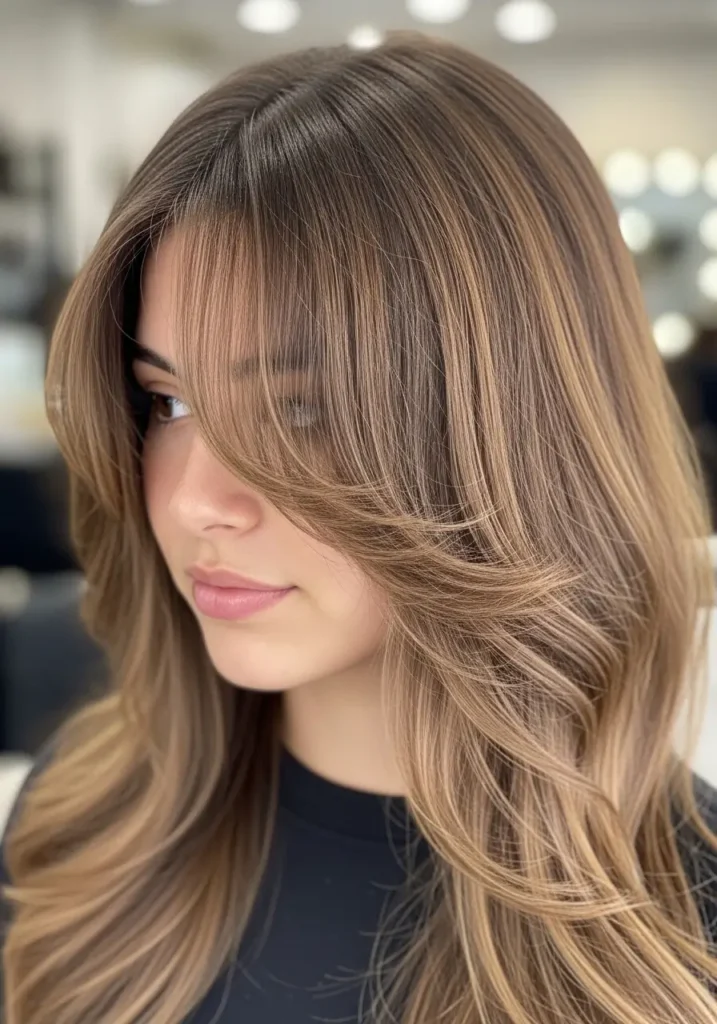 Long Layered Curtain Bangs