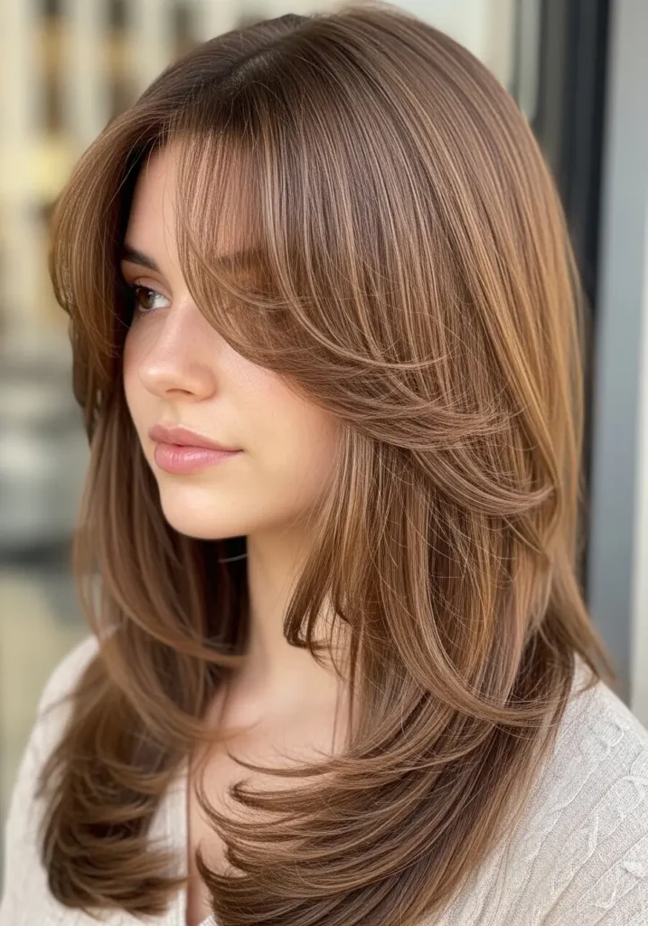 Long Layered Curtain Bangs