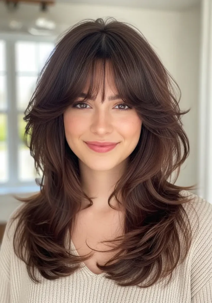 Long Wolf Cut with Soft Bangs