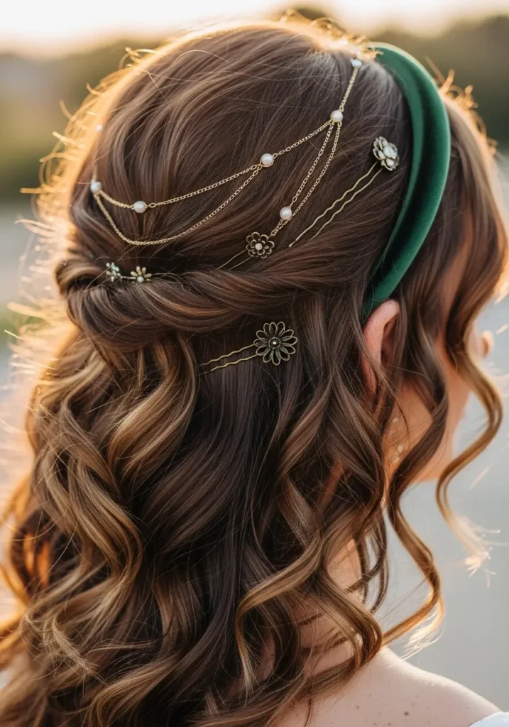 Loose Curly Waves with Hair Accessories