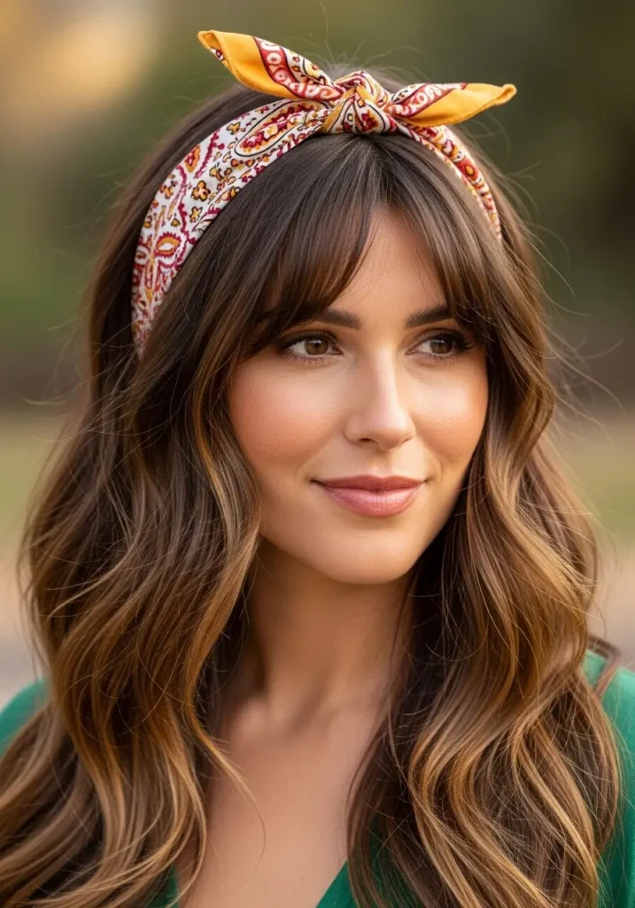 Loose Waves with Front Tie Bandana