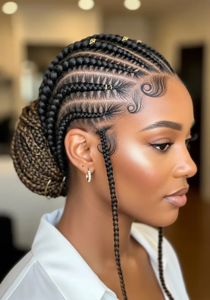 Low Bun Goddess Braids