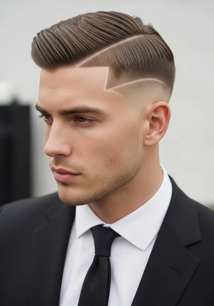 Low Fade with Clean Side Part Style