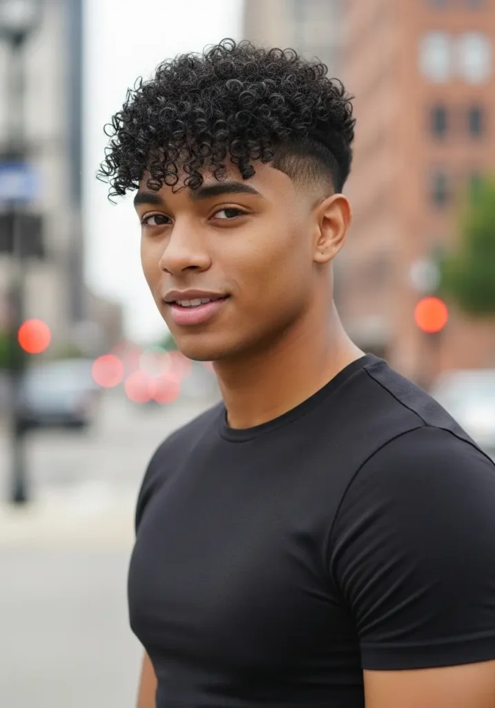 Low Fade with Curly Fringe