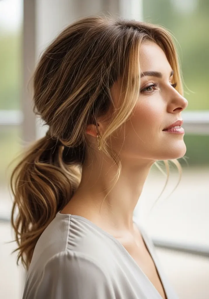 Low Ponytail with Relaxed Elegance