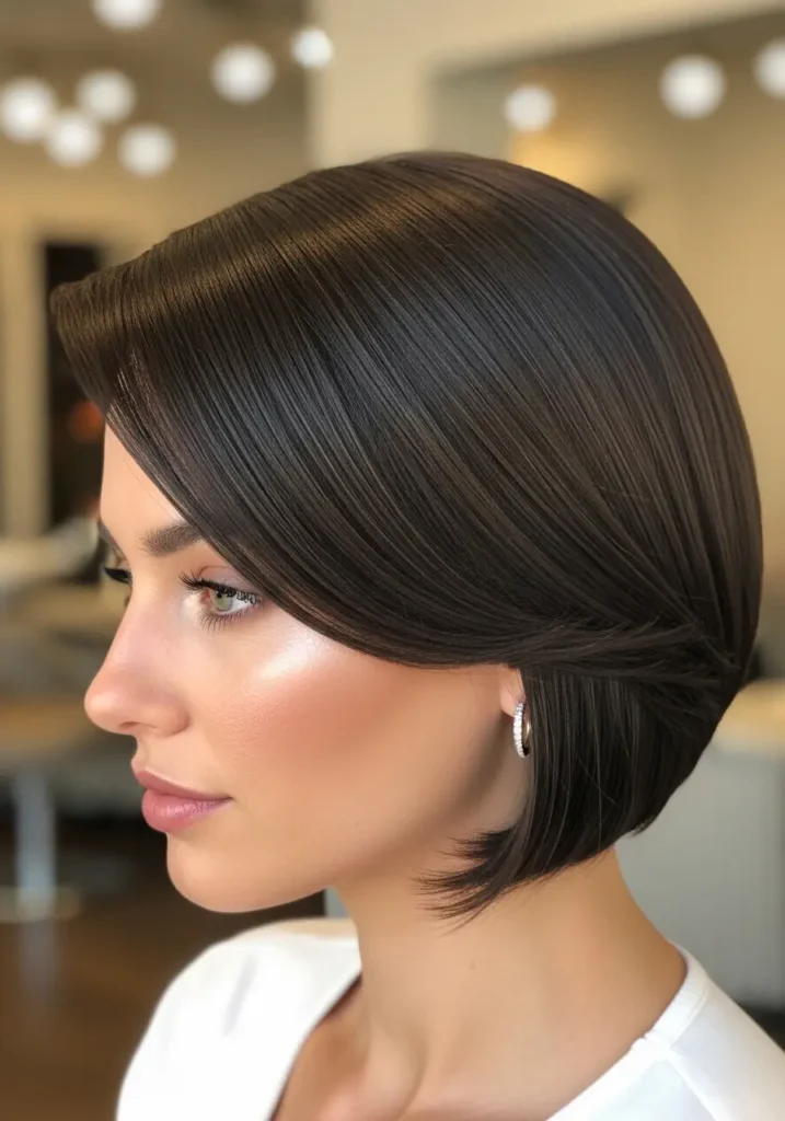 Luxury Straight Blunt Bob with Deep Side Part