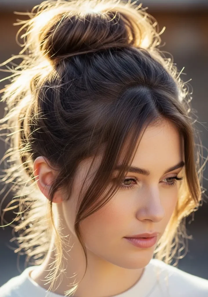 Messy Bun with Soft Falling Strands