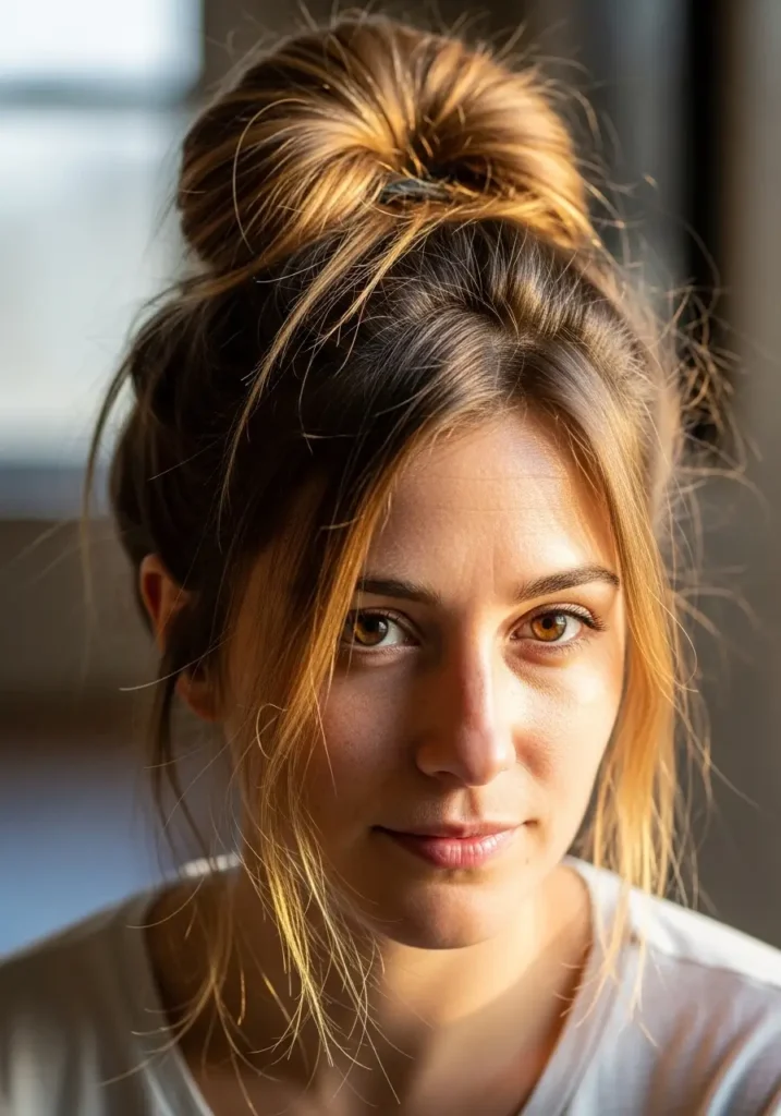 Messy Bun with Strands