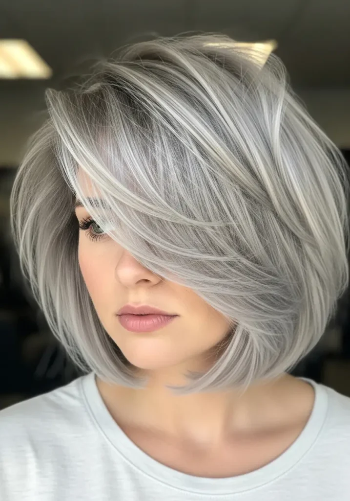 Messy Chic Gray Bob with Airy Layers