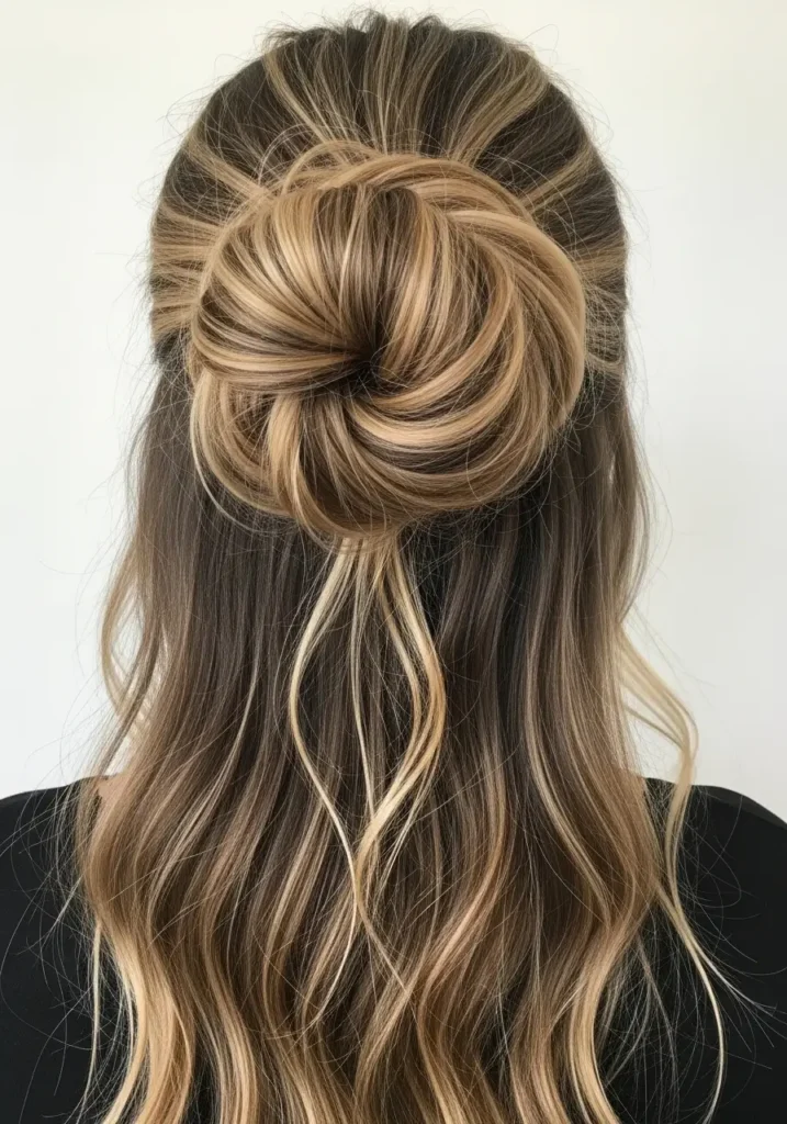 Messy Loose Bun with Long Flowing Ends