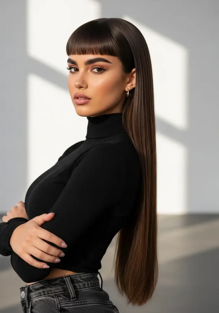 Micro Bangs with Sleek Length