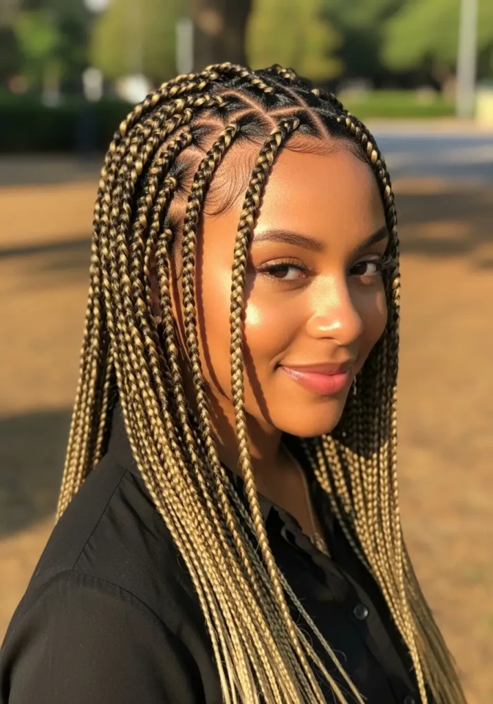 Micro Braids with Blonde Highlights