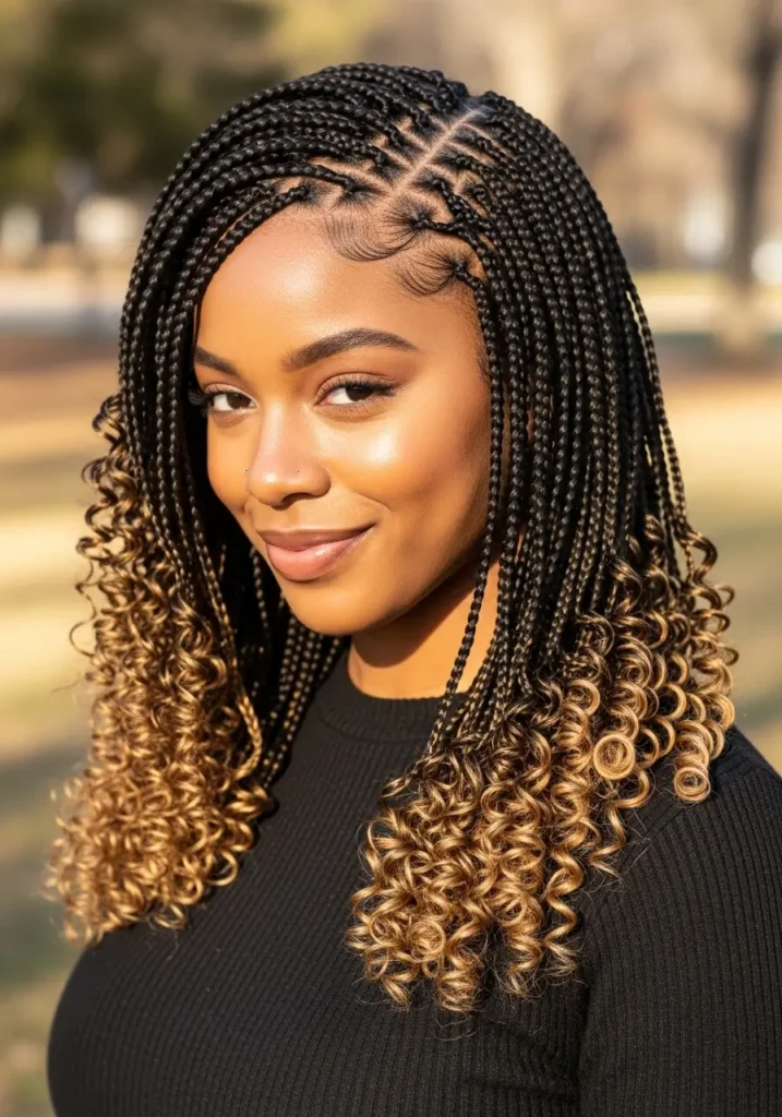 Micro Braids with Curly Ends