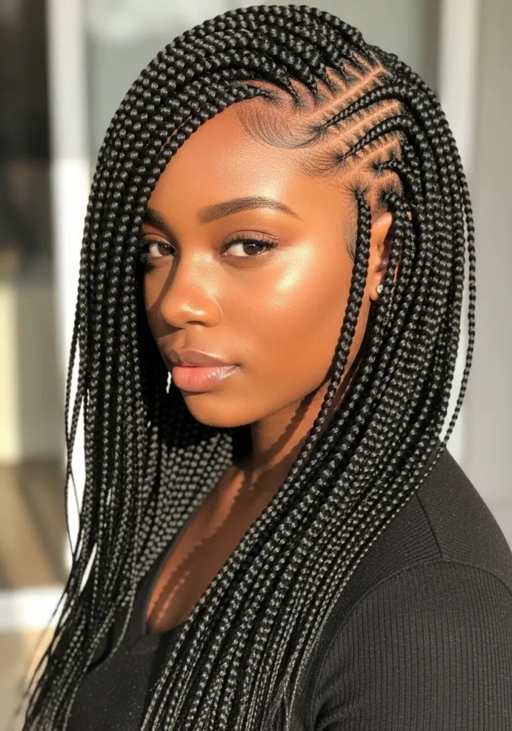 Micro Braids with Side Part