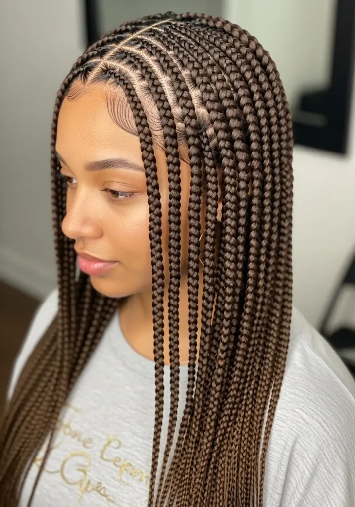 Middle Part Classic Knotless Braids