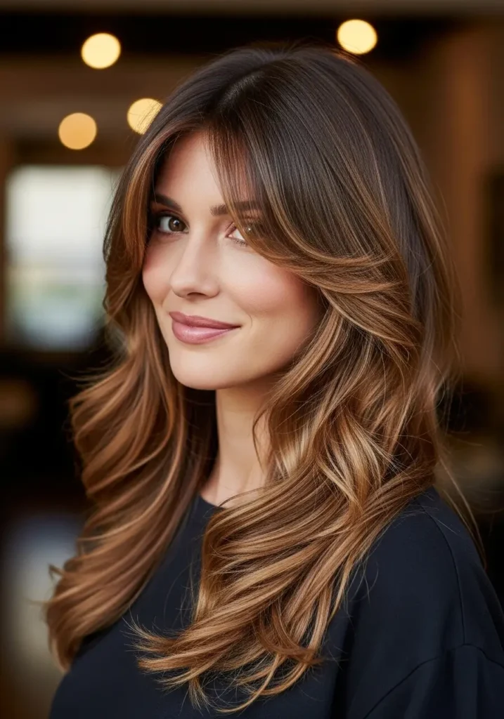 Romantic Loose Curls with Side Bangs