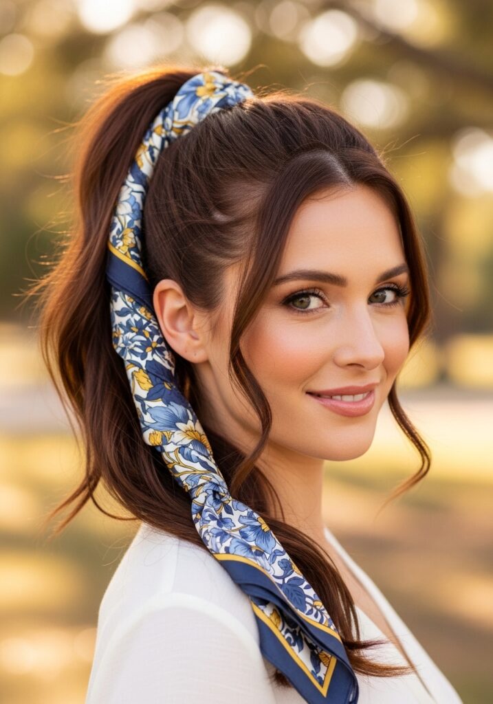Scarf Wrapped Ponytail