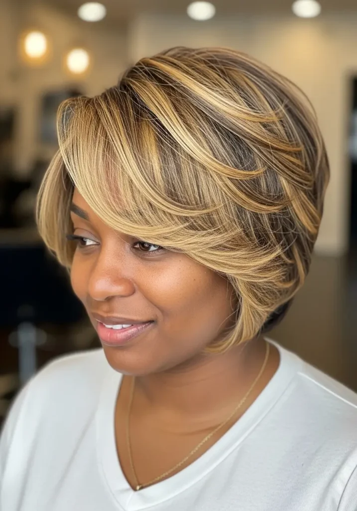 Short Cut with Blonde Highlights
