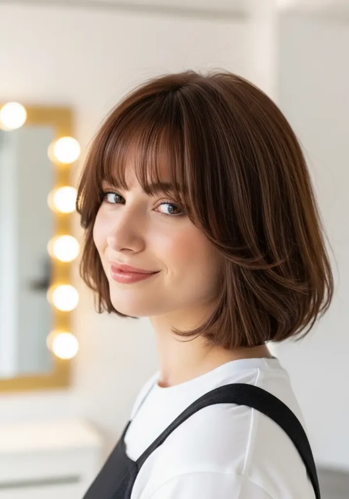 Short Hair Curtain Bangs Look