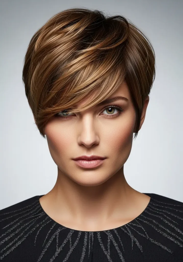 Short Pixie Cut with Side Swept Bangs