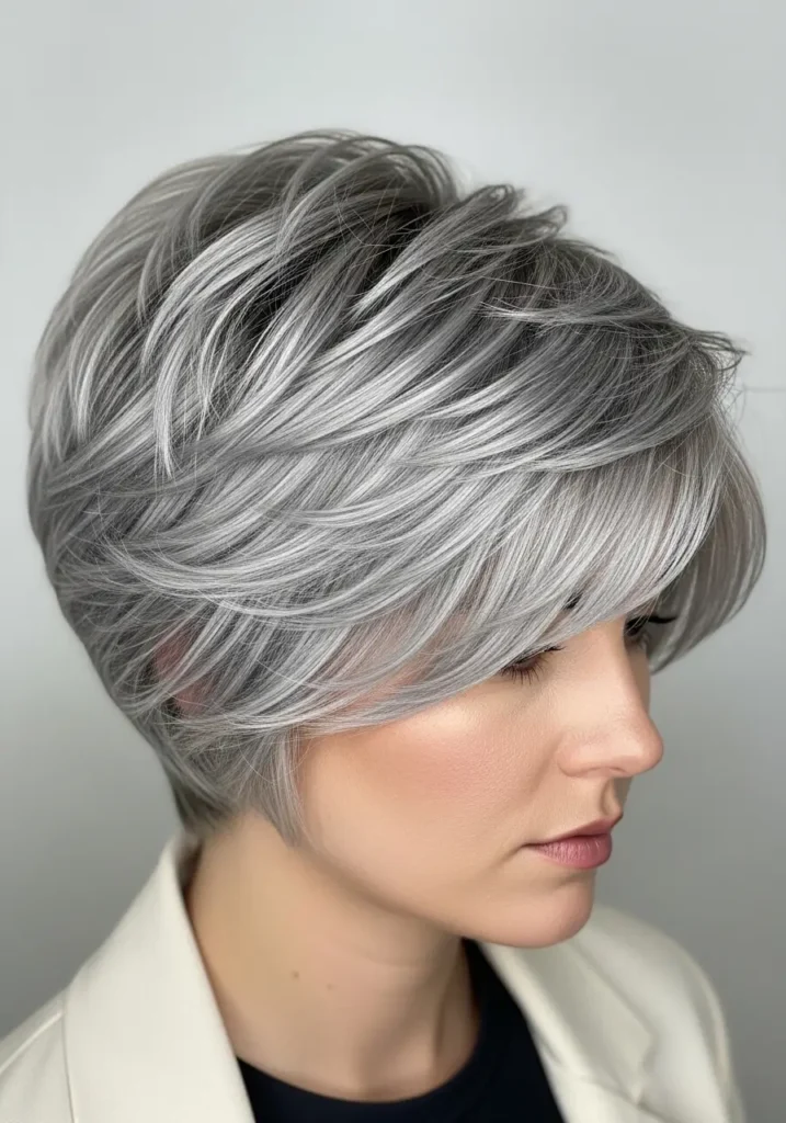 Short Silver Textured Cut