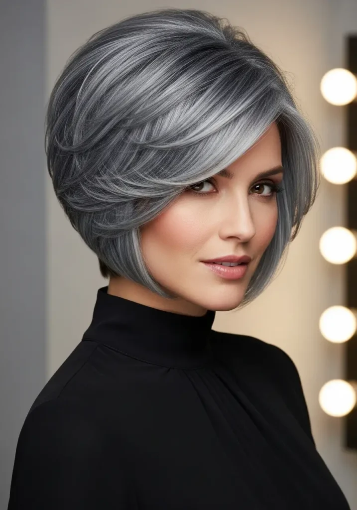Short Stacked Gray Bob for Lifted Volume
