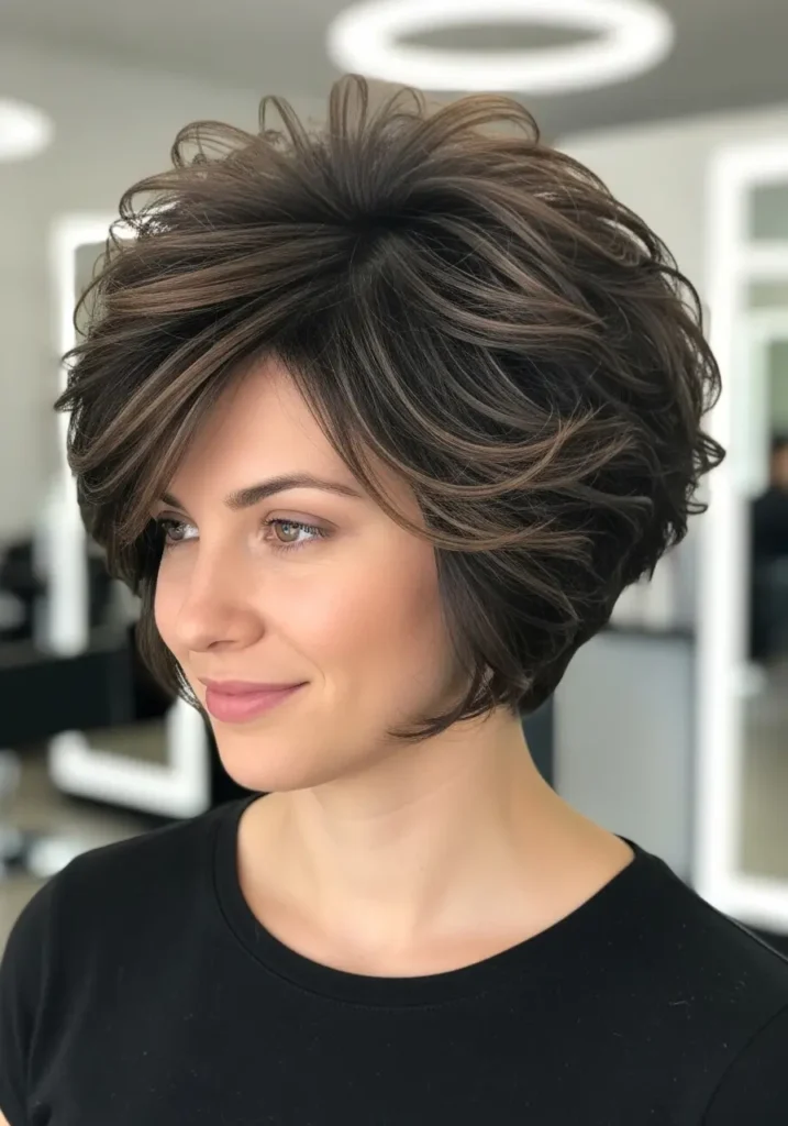 Short Textured Bob with Volume Crown