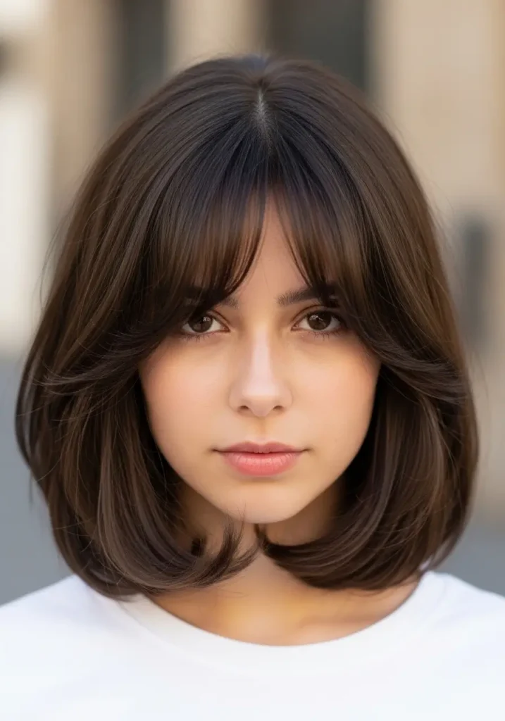 Shoulder-Length Curtain Bangs Style