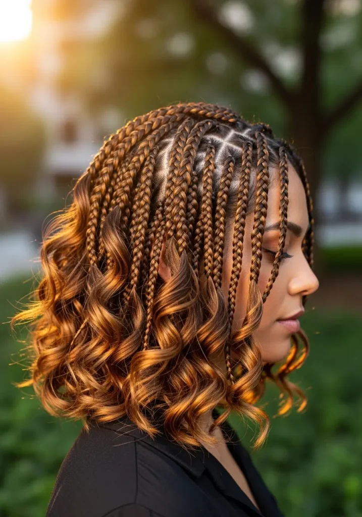 Shoulder Length French Curl Braids
