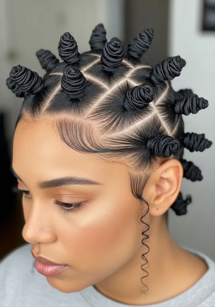 Side-Part Bantu Knots