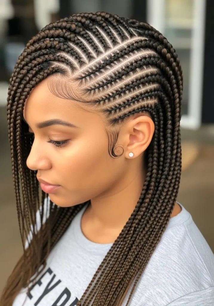 Side Part Feed In Braids