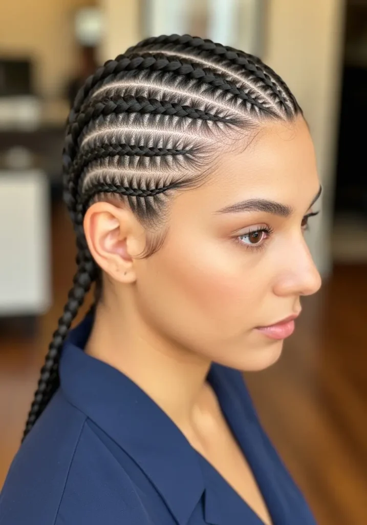 Side-Part Stitch Braids