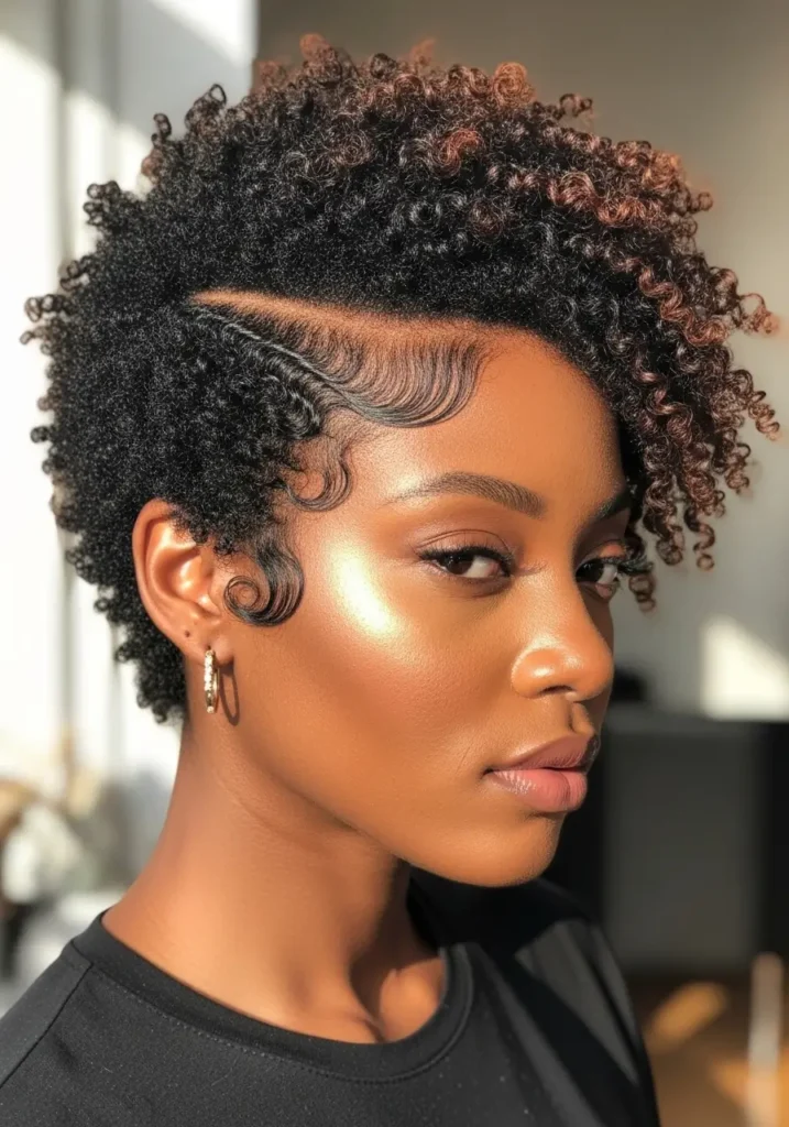 Side Parted Natural Pixie