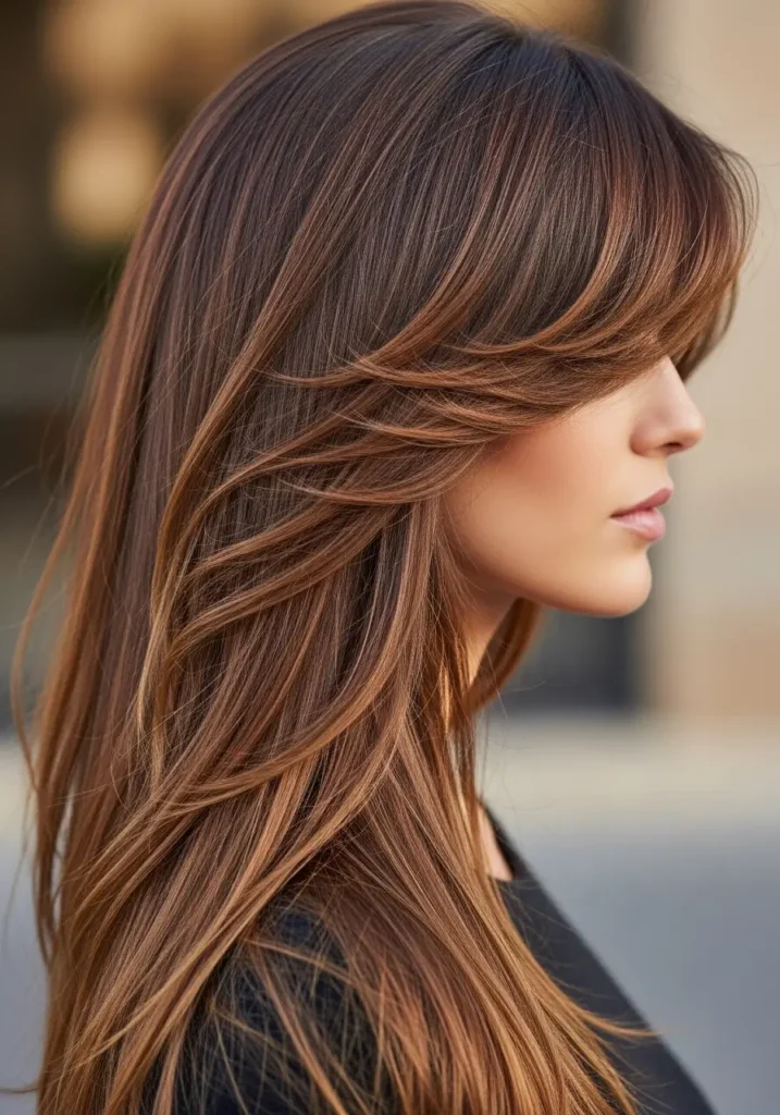 Side-Swept Bangs with Long Hair