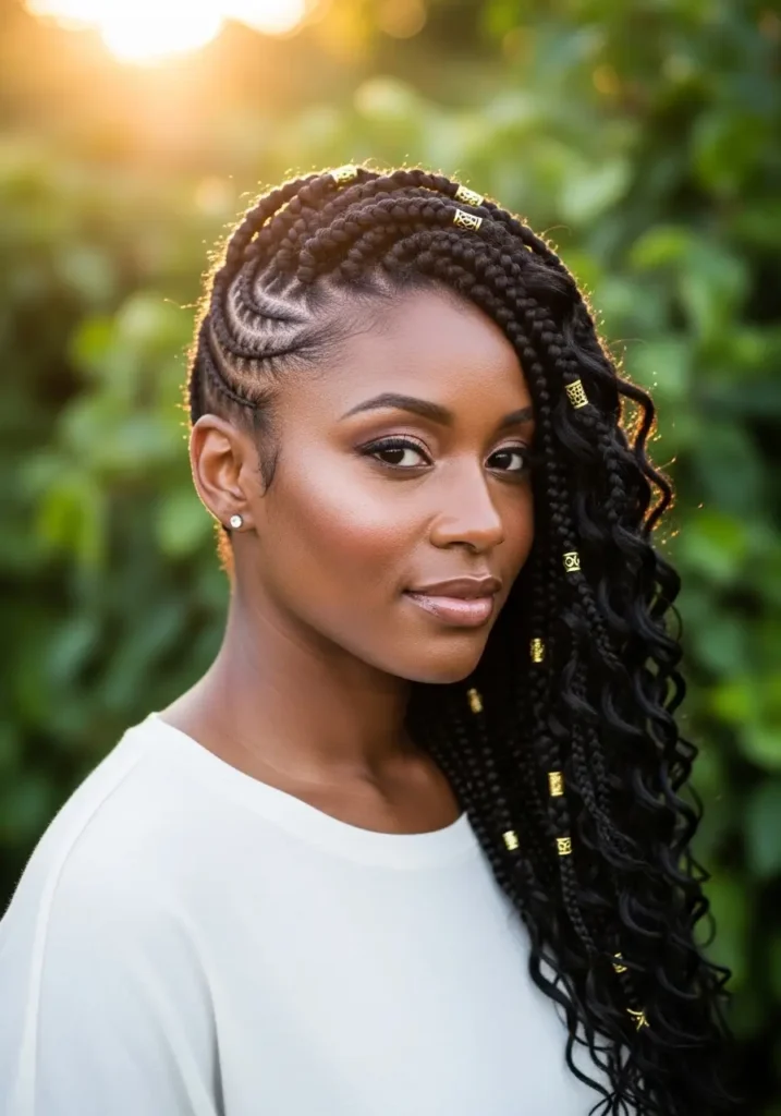 Side Swept Goddess Braids