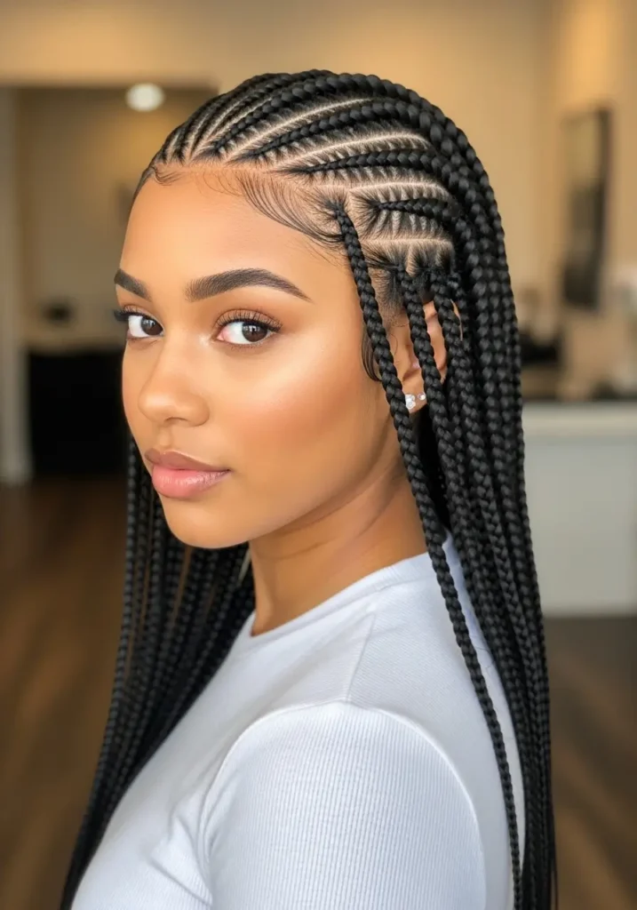 Sleek Straight Back Feed In Braids