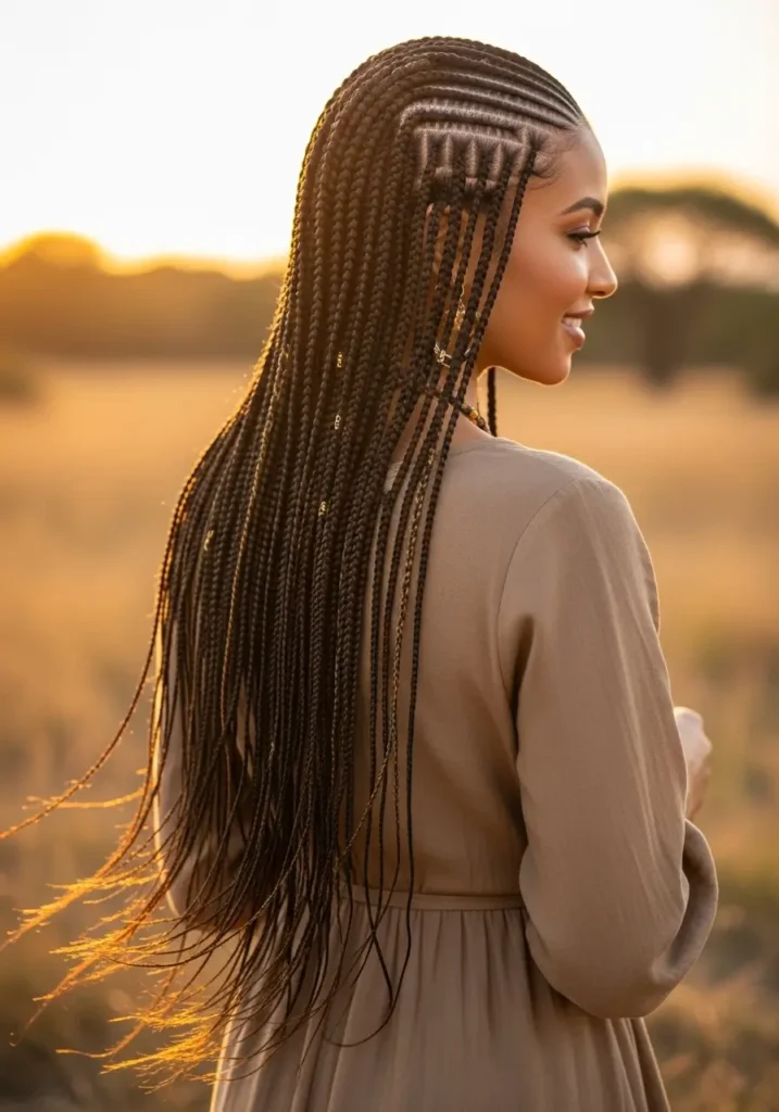 Small Fulani Braids with Full Length