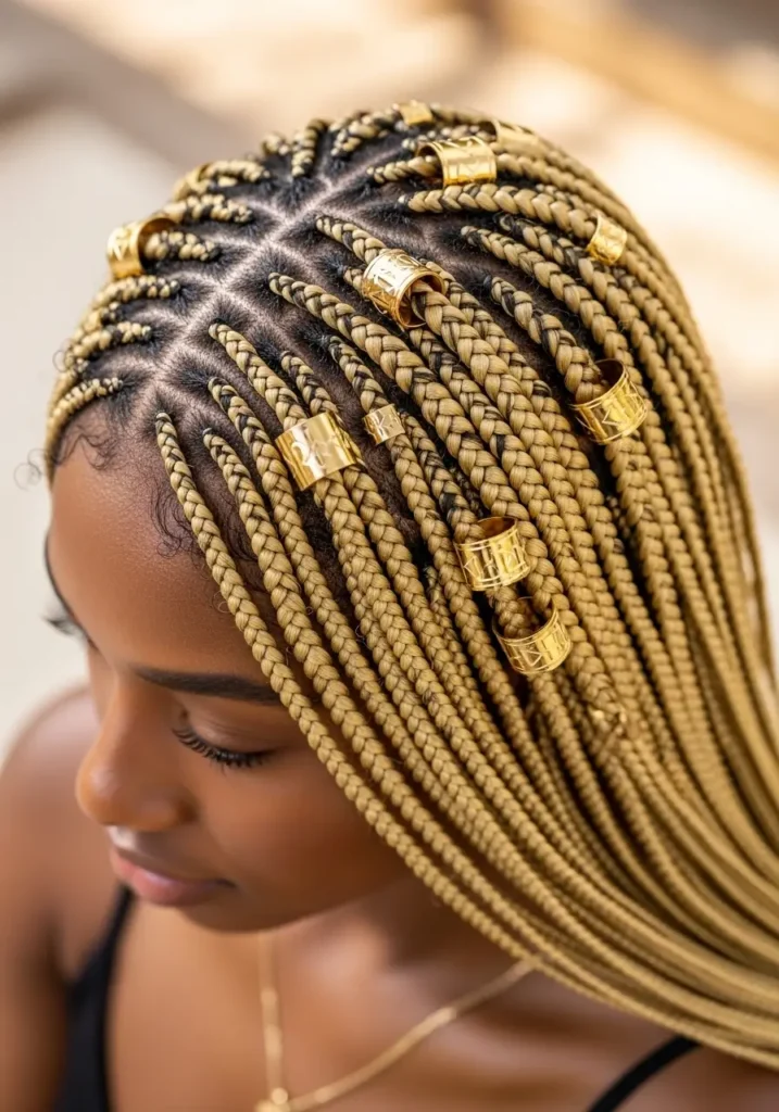 Small Lemonade Braids with Gold Cuffs